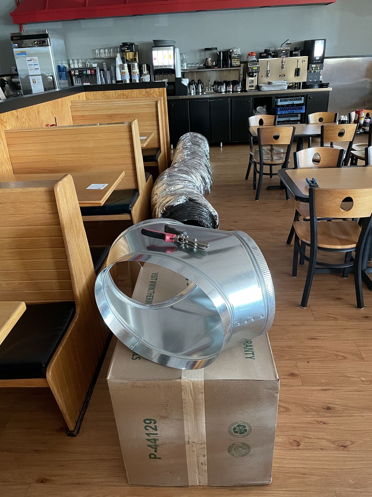 Custom duct fabrication for a restaurant by Arctic Air Conditioning